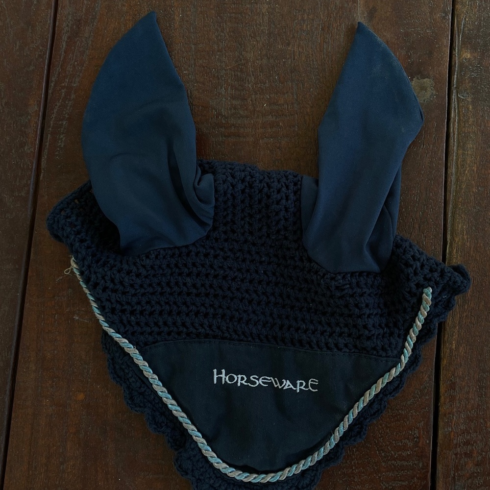 Horseware Embroidered Ear Bonnet, Navy